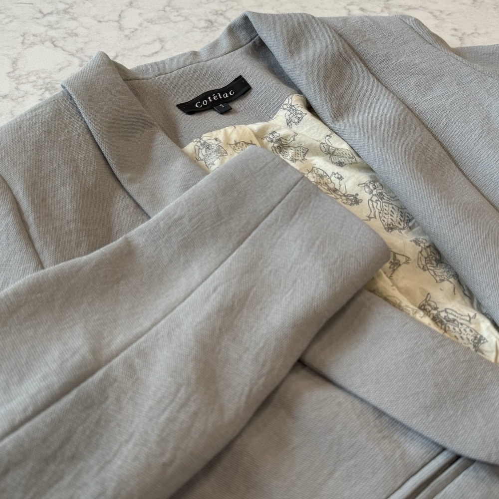 Cotelac Open Front Cropped Crinkle Blazer Light Gray Size 1 / U.S. 6